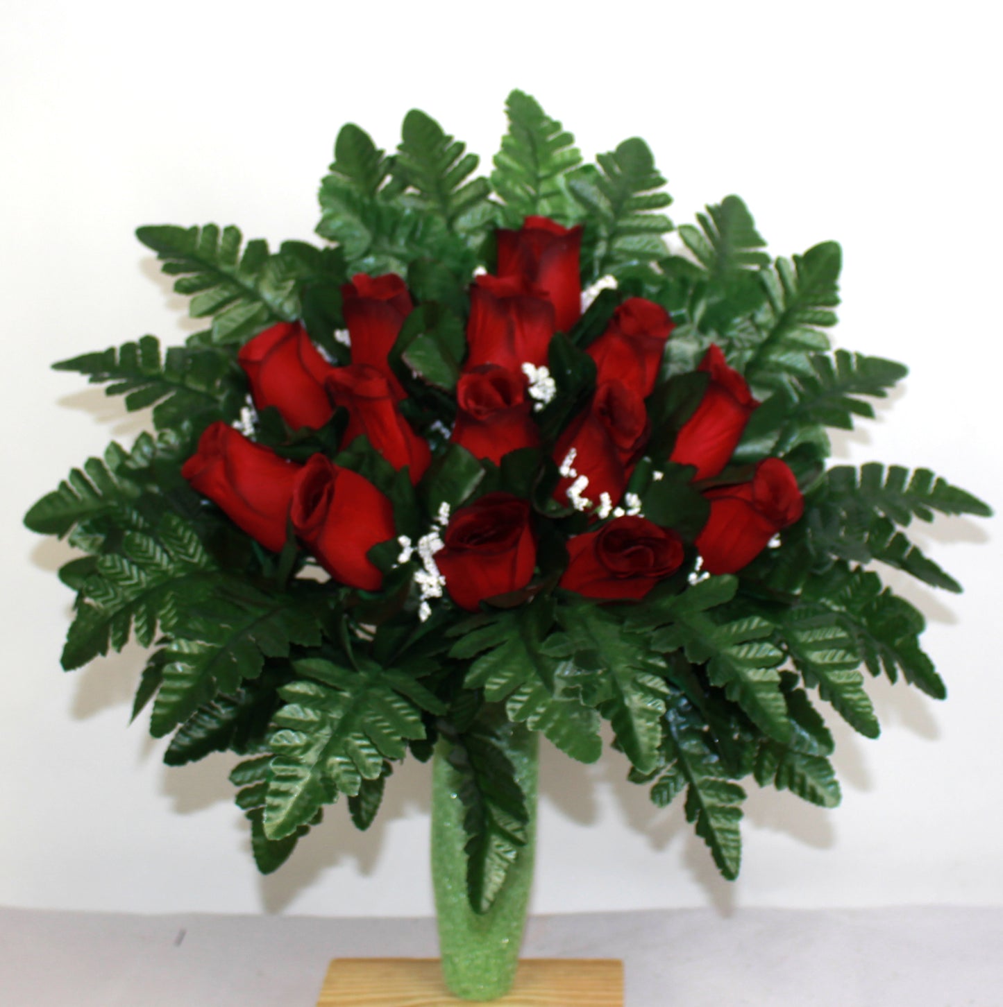Handcrafted Red Closed Rose Cemetery Flower Arrangement for Mausoleum -Memorial Flowers -Grave Decoration-Urn Arrangement