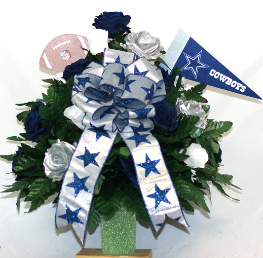 XL Dallas Fan Handmade 360-Degree Cemetery Vase Silk Flower Arrangement