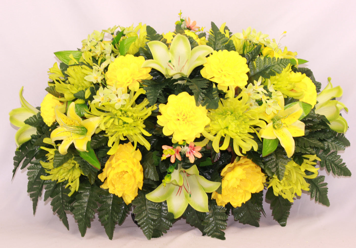 XL Handcrafted Spring Mixture Cemetery Flower Arrangement-Cemetery Headstone Saddle
