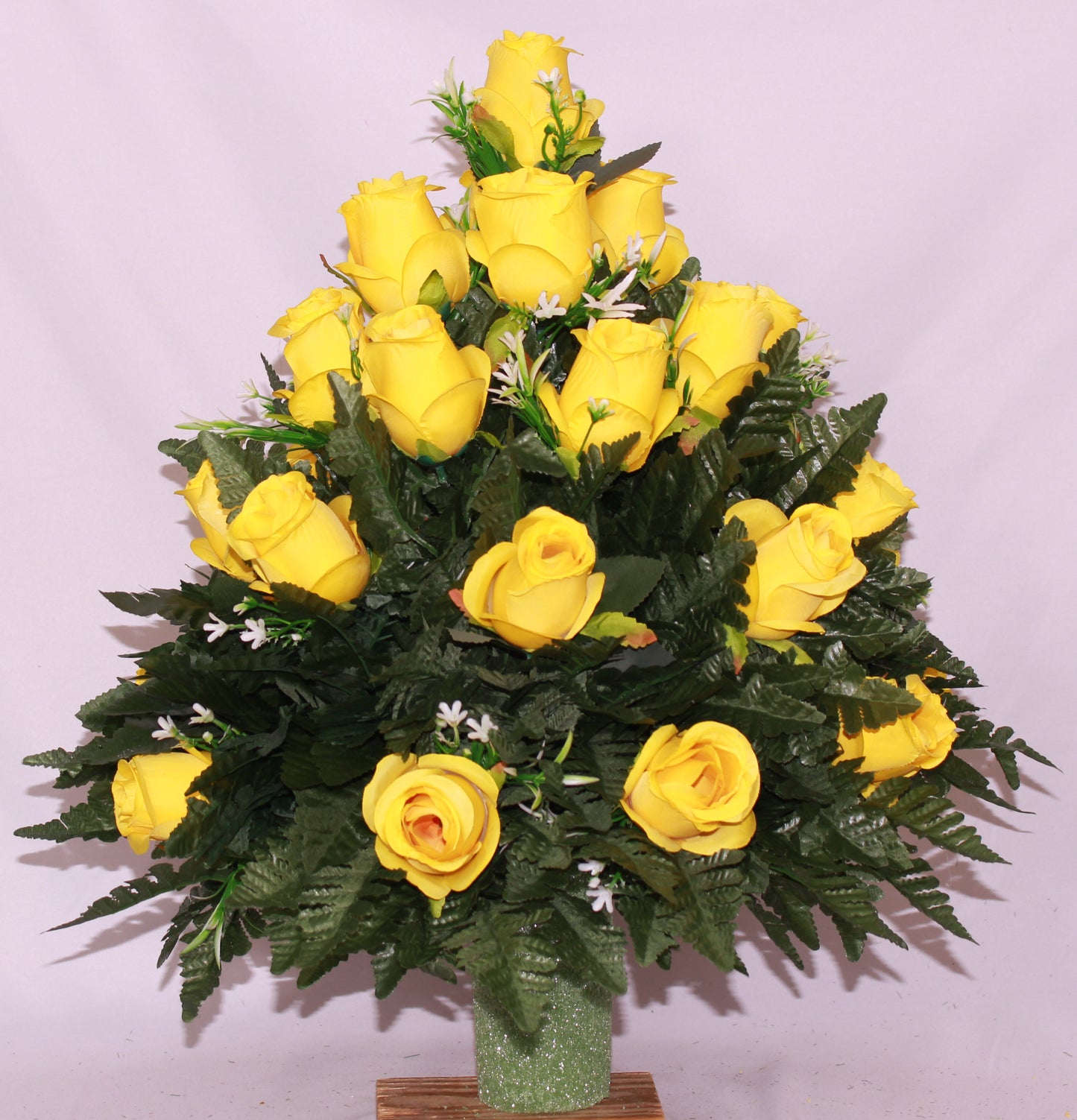 XL Yellow Roses Cemetery Vase Arrangement-Grave Decorations