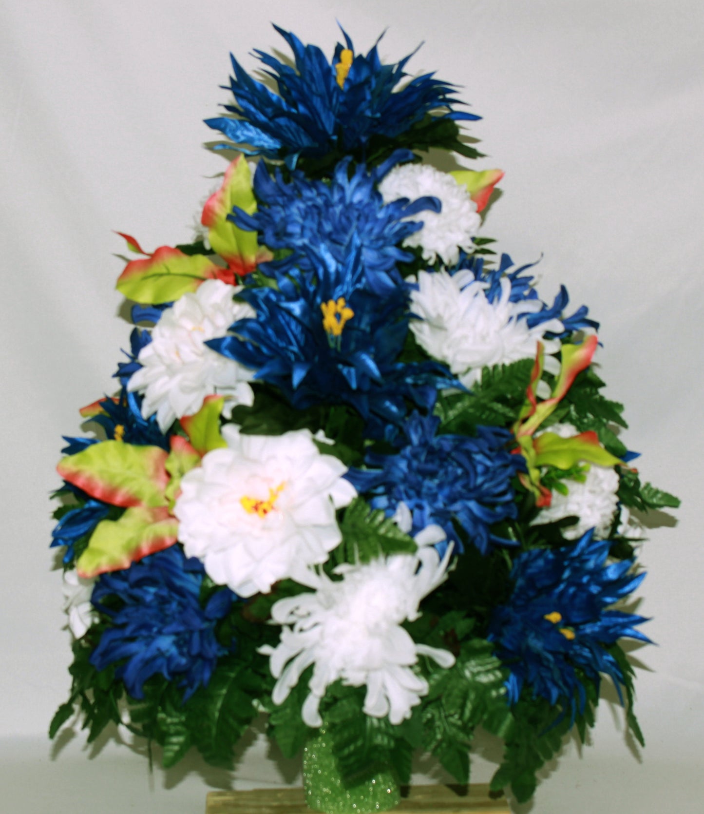 XL Handcrafted 360 Degree Spring Mixture Cemetery Vase Flower Arrangement- Cemetery Flower Grave Decorations