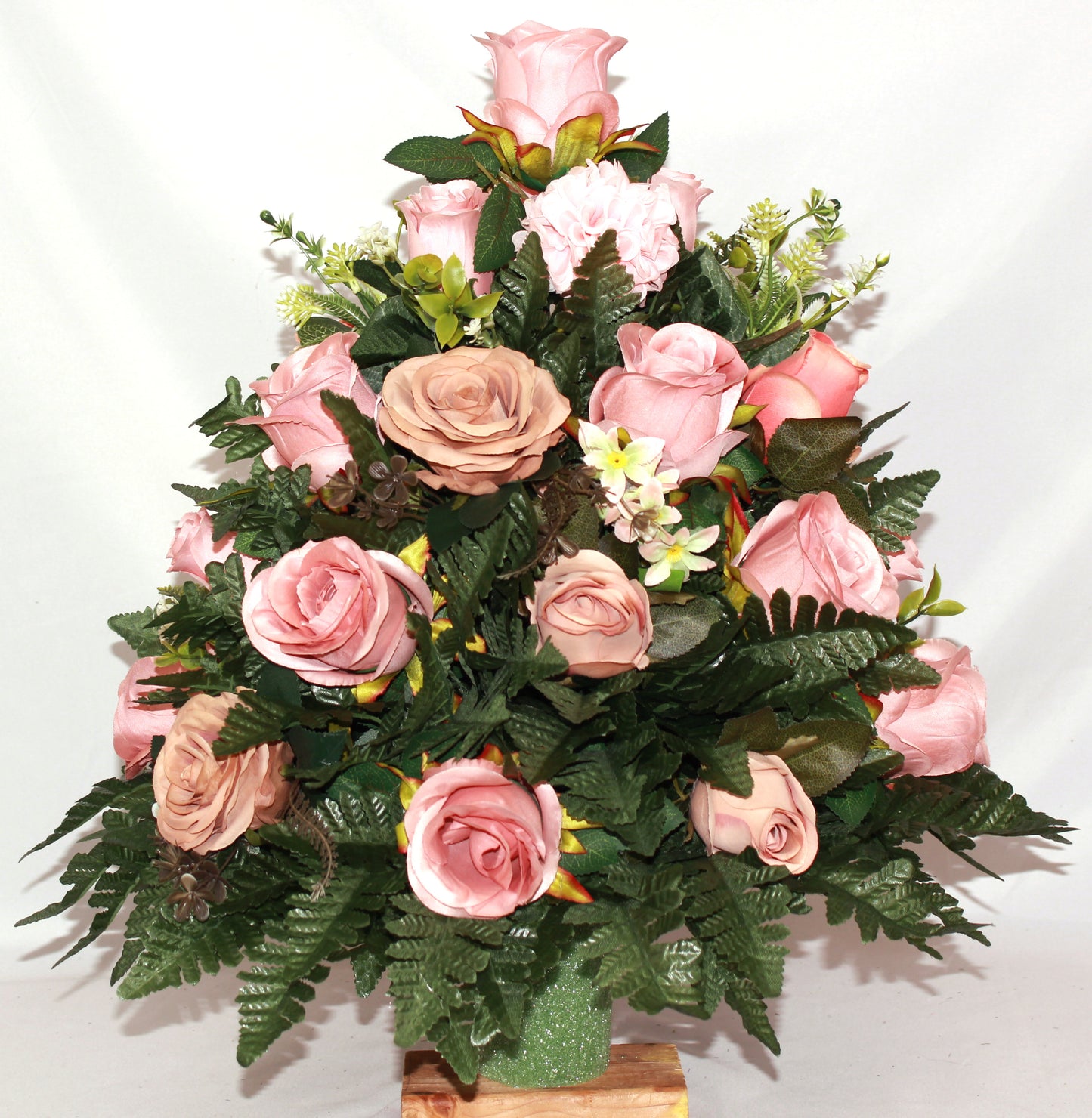 XL Handcrafted 360 Degree Fall Mixture Cemetery Vase Flower Arrangement- Cemetery Flower Grave Decorations