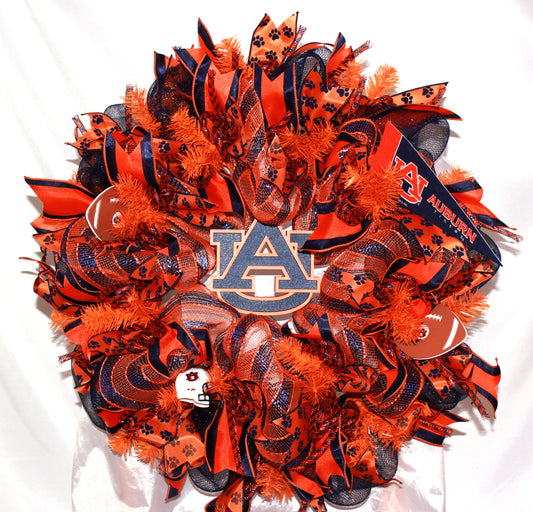 Crazyboutdeco Auburn Fan Wreath for Front Door-Easter Wreath-Football Wreath for Front Door