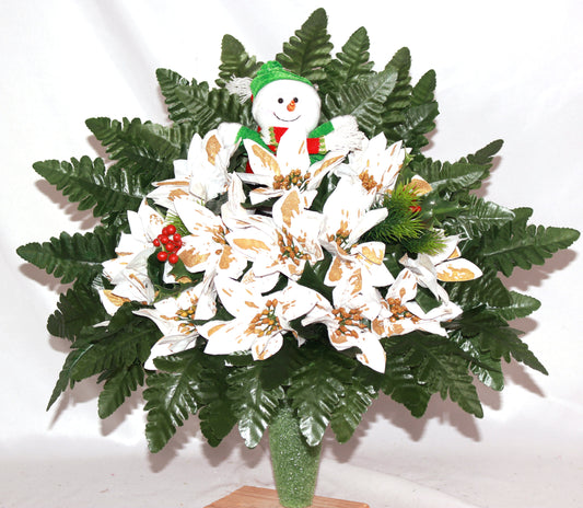 Handcrafted Christmas Cemetery Flower Arrangement for Mausoleum -Memorial Flowers -Grave Decoration-Urn Arrangement