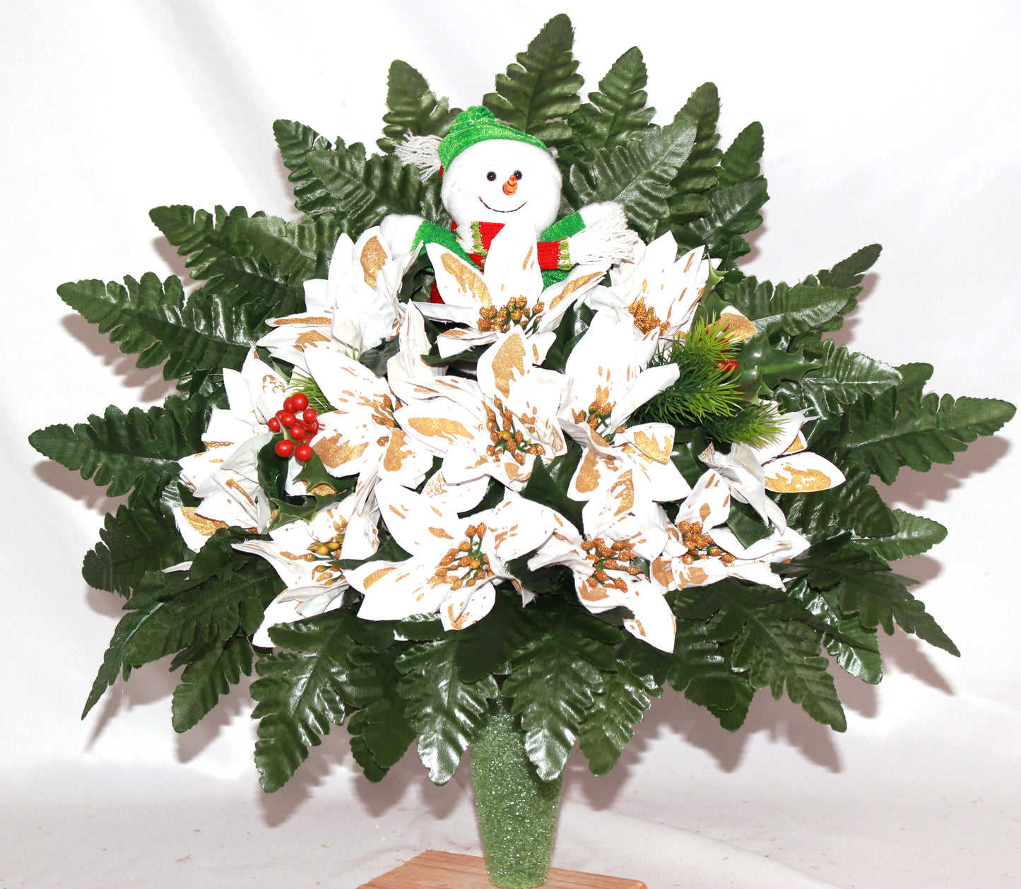 Handcrafted Christmas Cemetery Flower Arrangement for Mausoleum -Memorial Flowers -Grave Decoration-Urn Arrangement