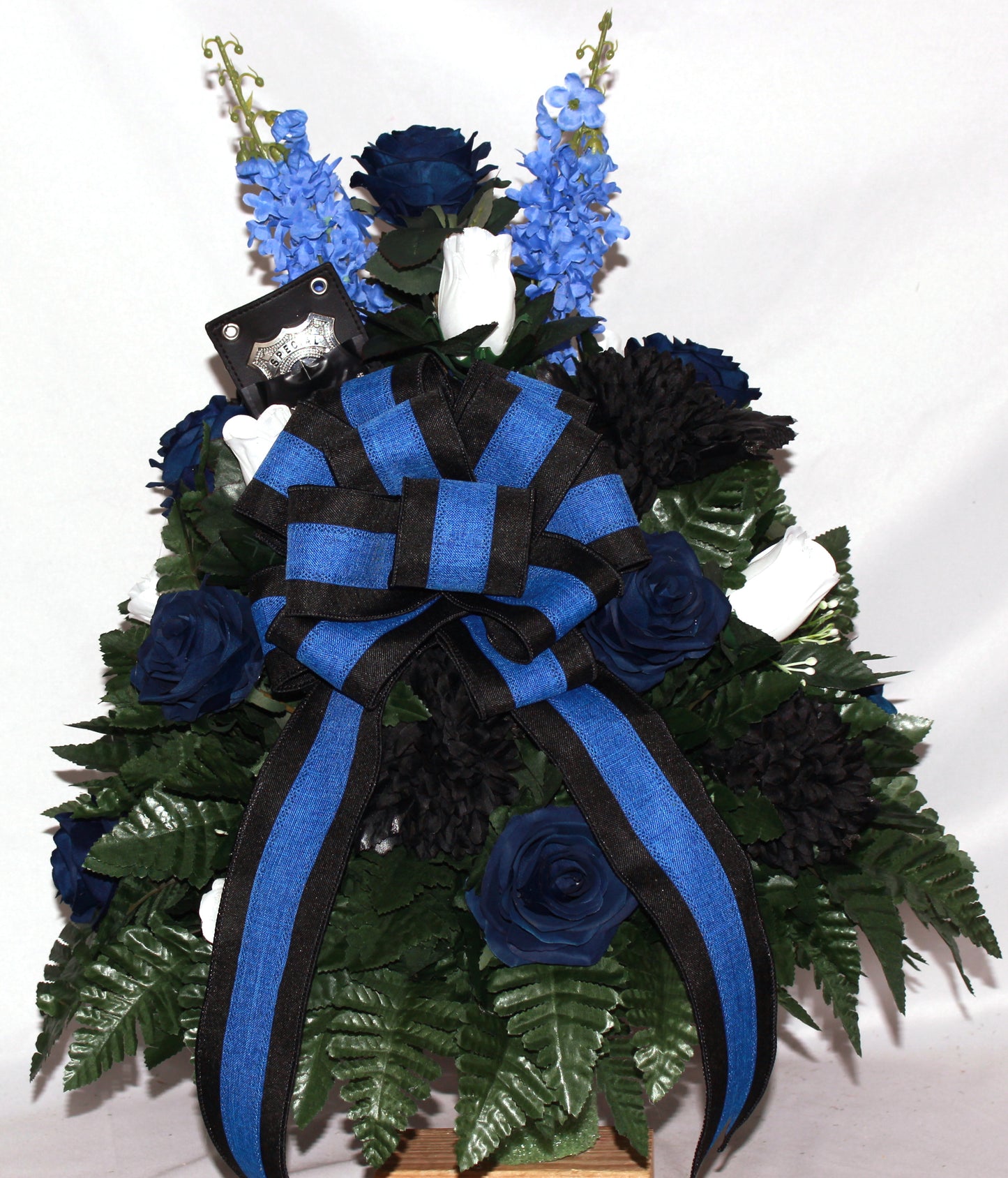 XL Handmade Police Memorial Cemetery Arrangement 360-Degree Cemetery Vase Flower