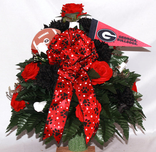 XL Georgia Fan Handmade 360-Degree Cemetery Vase Silk Flower Arrangement
