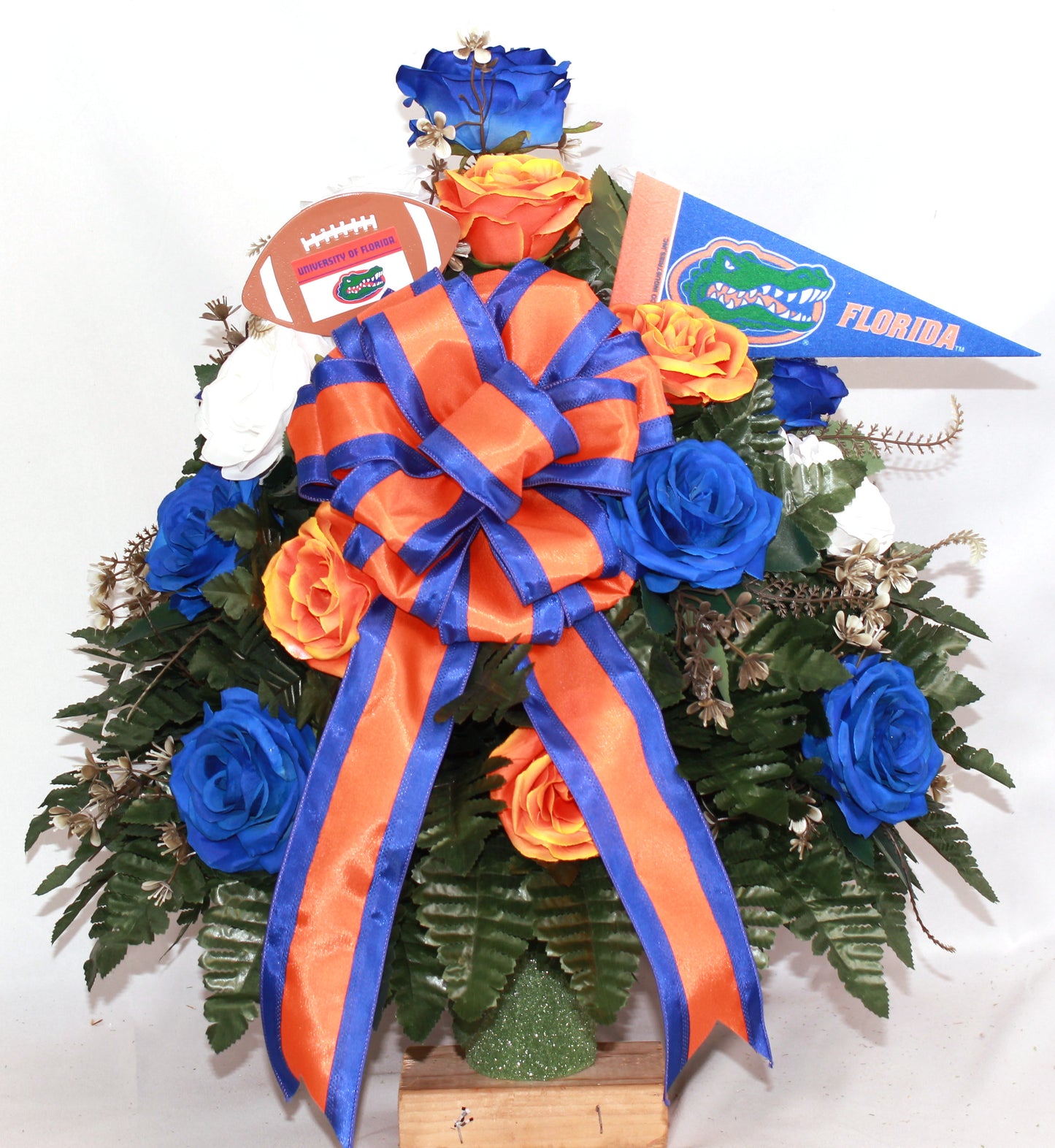 XL Gators Fan Handmade 360-Degree Cemetery Vase Silk Flower Arrangement
