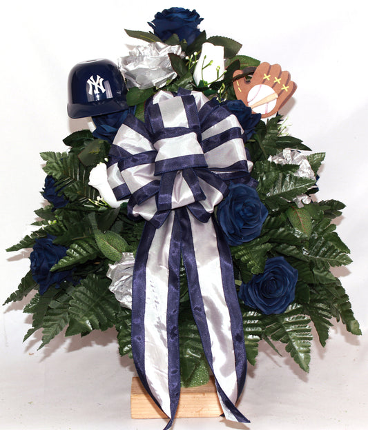 XL Yankee's Fan Handmade 360-Degree Cemetery Vase Silk Flower Arrangement