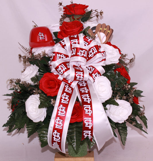 XL Cardinal's Fan Handmade 360-Degree Cemetery Vase Silk Flower Arrangement