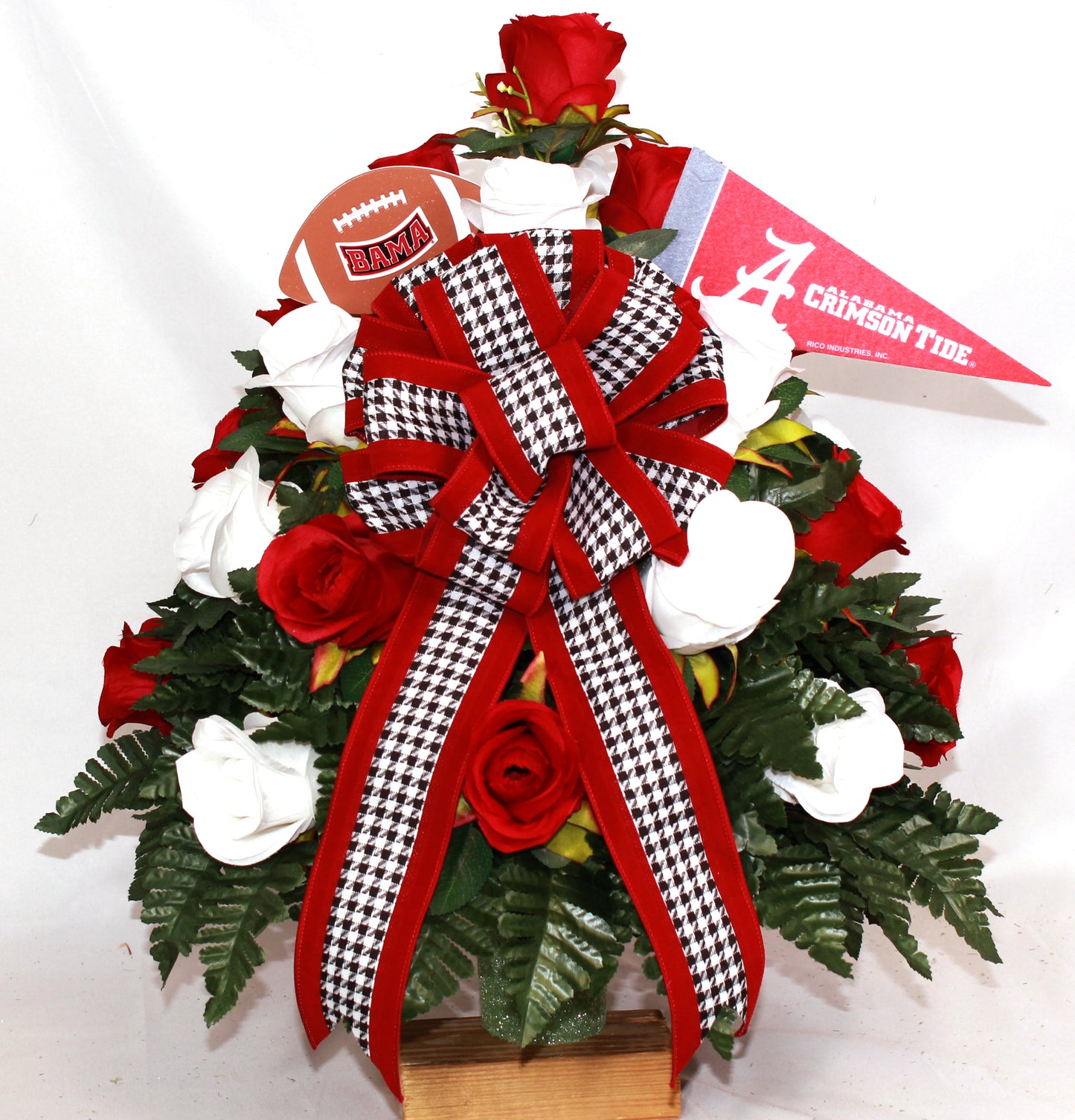 XL Alabama Fan Handmade 360-Degree Cemetery Vase Silk Flower Arrangement