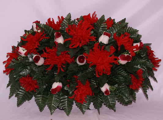 XL Handcrafted Fall Mixture Cemetery Flower Arrangement-Cemetery Headstone Saddle