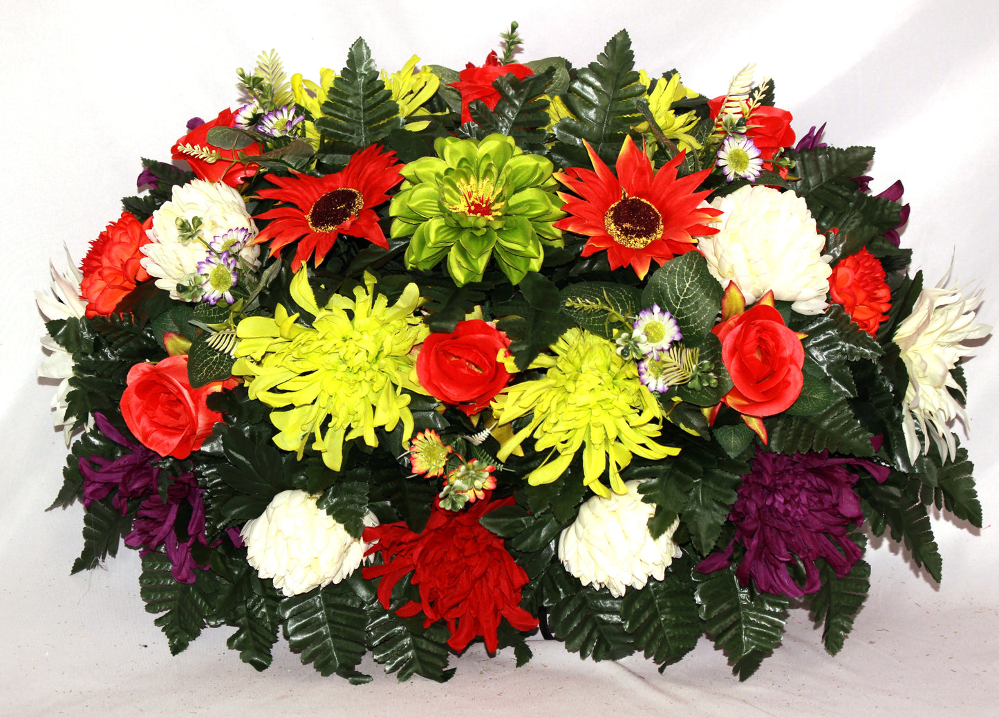 XL Handcrafted Fall Mixture Cemetery Flower Arrangement-Cemetery Headstone Saddle