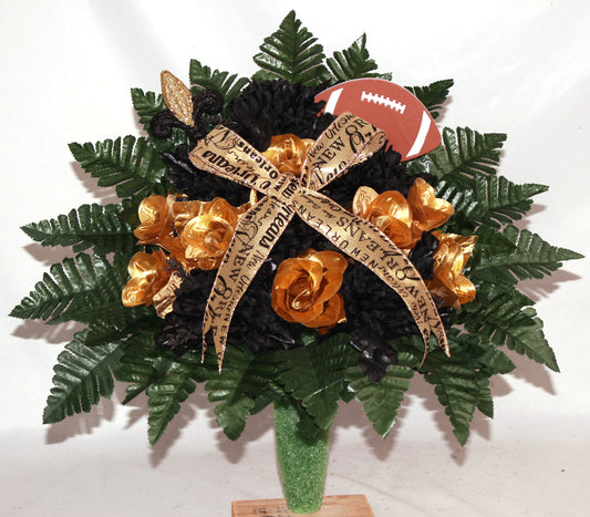 Handcrafted Saints Fan Cemetery Flower Arrangement for Mausoleum -Memorial Flowers -Grave Decoration-Urn Arrangement