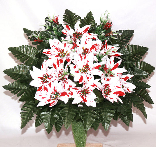 XL Handcrafted Christmas Poinsettia Cemetery Arrangement-Memorial & Grave Flowers-Poinsettia