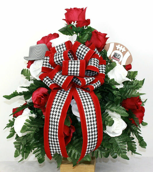 XL Alabama Fan Handmade 360-Degree Cemetery Vase Silk Flower Arrangement