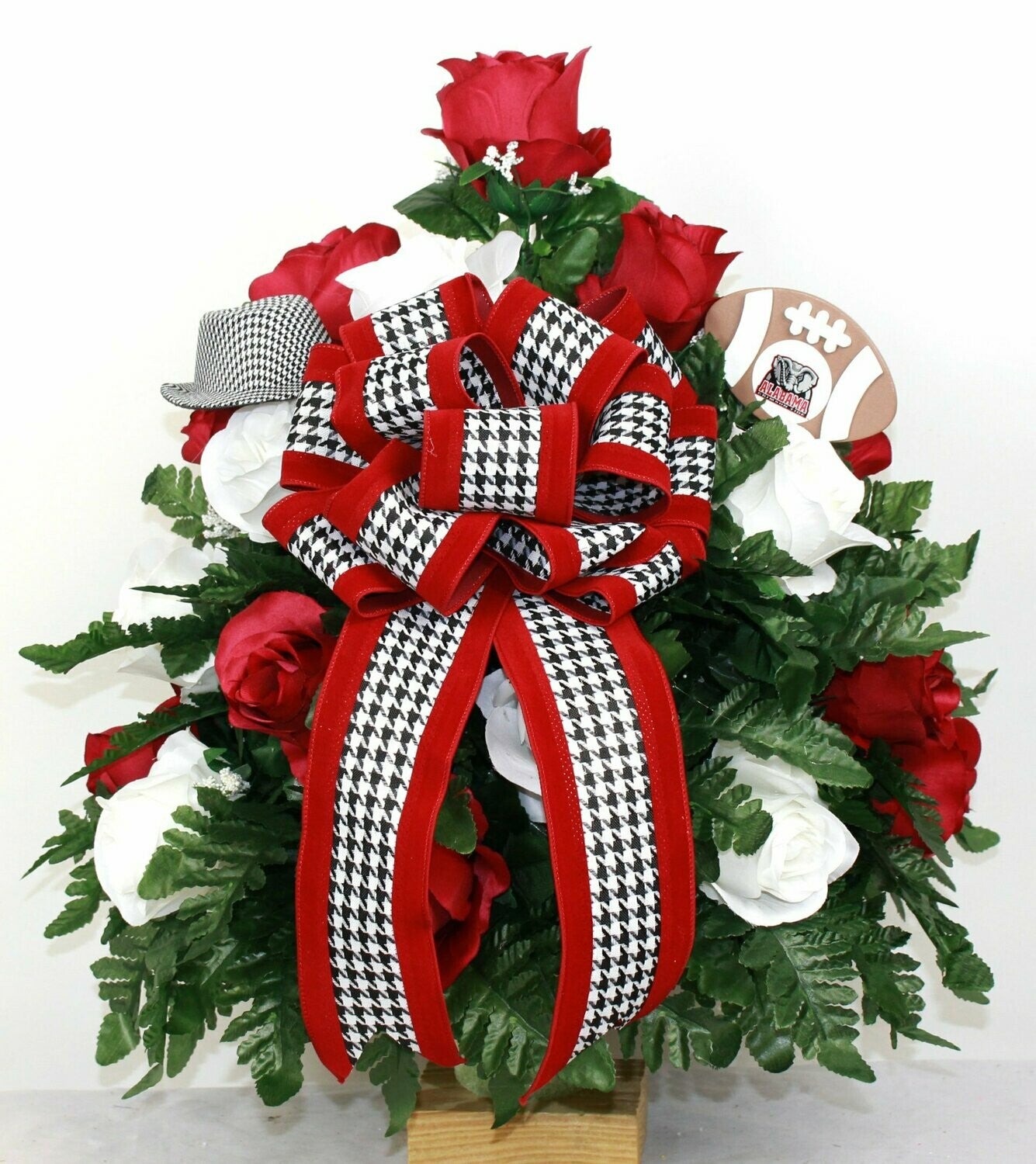 XL Alabama Fan Handmade 360-Degree Cemetery Vase Silk Flower Arrangement