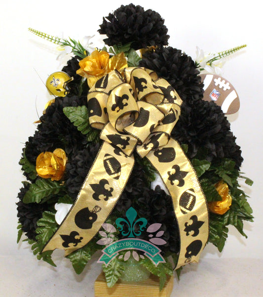 XL Saints Fan Handmade 360-Degree Cemetery Vase Silk Flower Arrangement