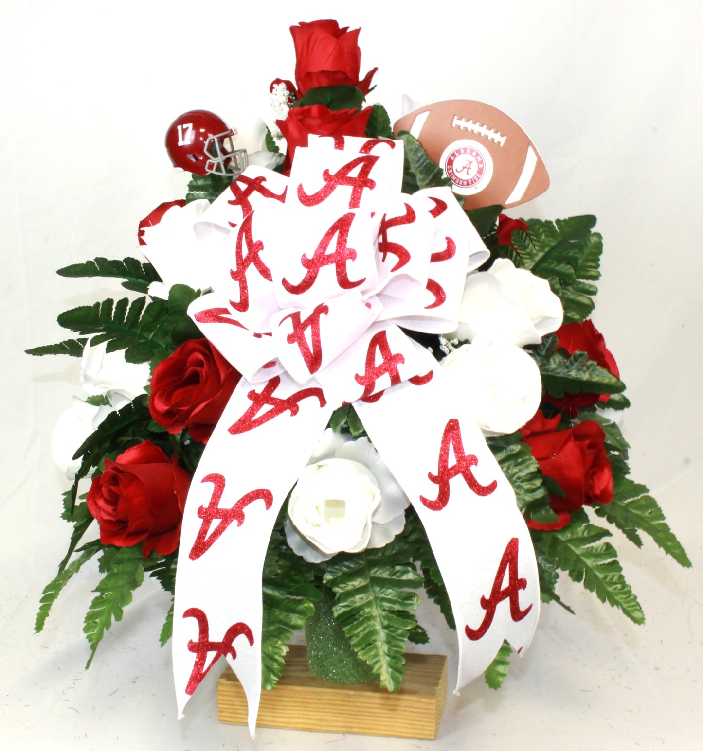 XL Alabama Fan Handmade 360-Degree Cemetery Vase Silk Flower Arrangement