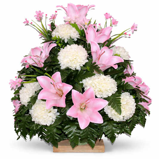 XL Handcrafted 360 Degree Spring Mixture Cemetery Vase Flower Arrangement- Cemetery Flower Grave Decorations