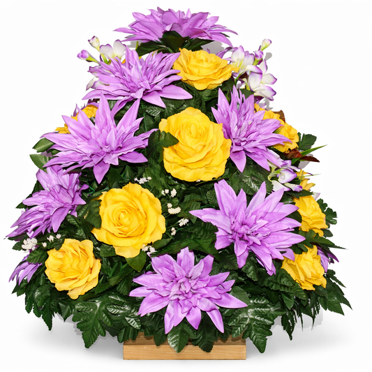 XL Handcrafted 360 Degree Spring Mixture Cemetery Vase Flower Arrangement- Cemetery Flower Grave Decorations