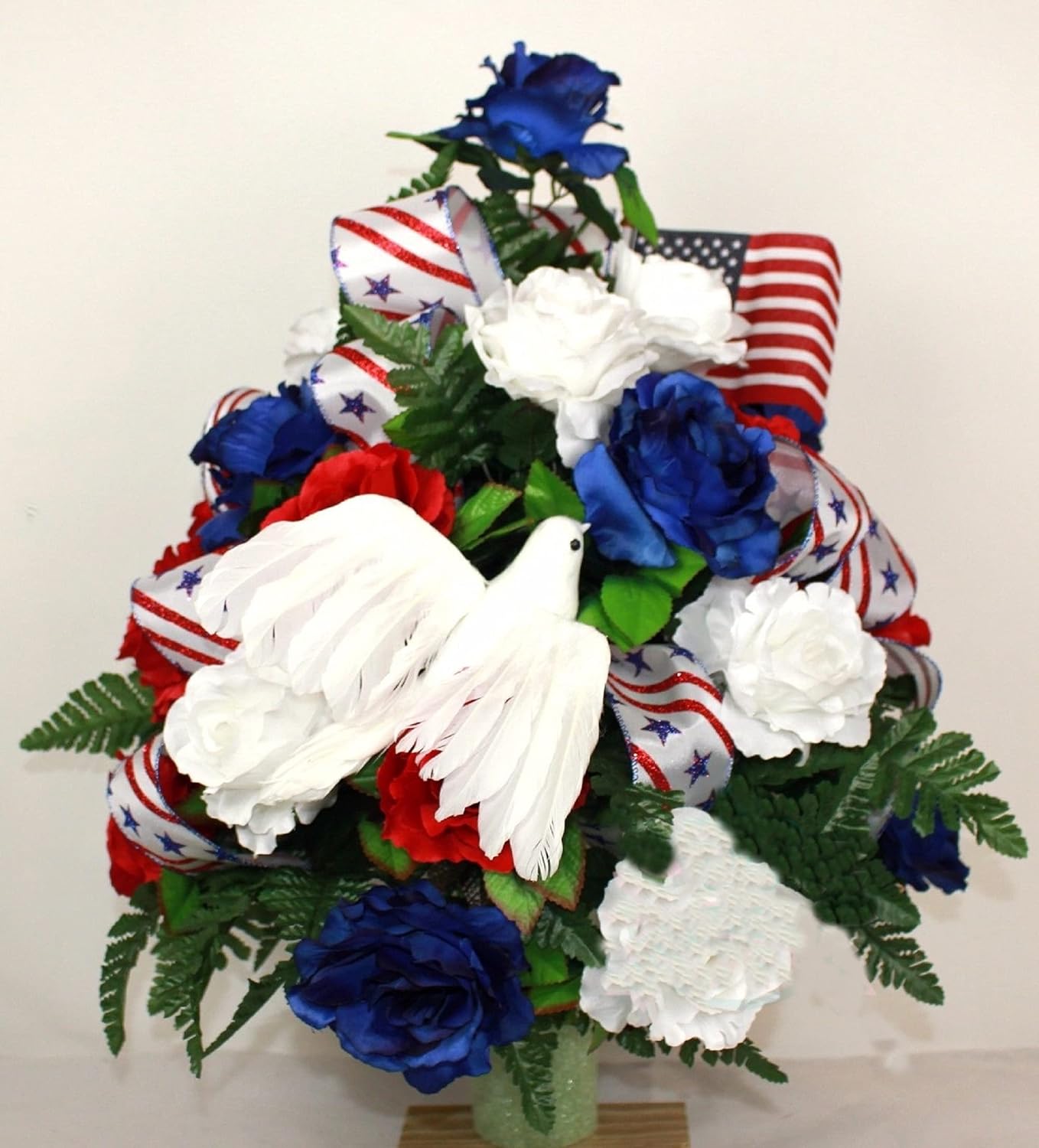 XL Handmade 360-Degree Veterans Memorial Cemetery Vase Arrangement