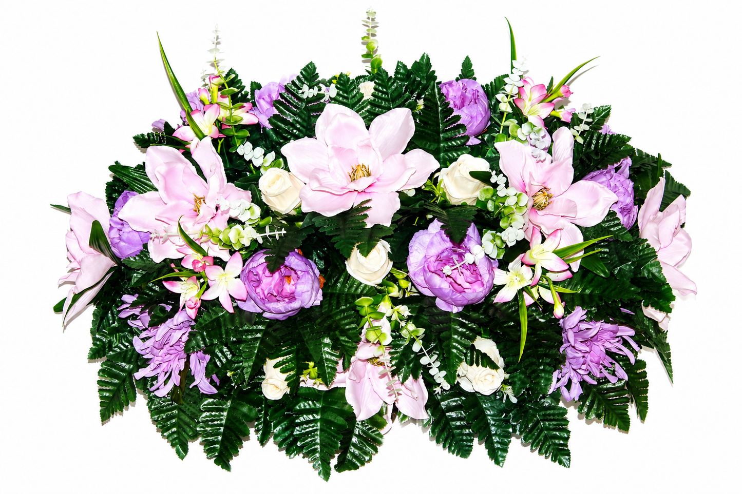 XL Handcrafted Spring Flower Mixture Cemetery Saddle Arrangement
