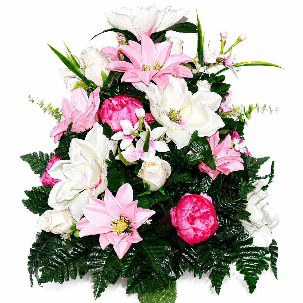 XL Handcrafted 360 Degree Spring Mixture Cemetery Vase Flower Arrangement- Cemetery Flower Grave Decorations