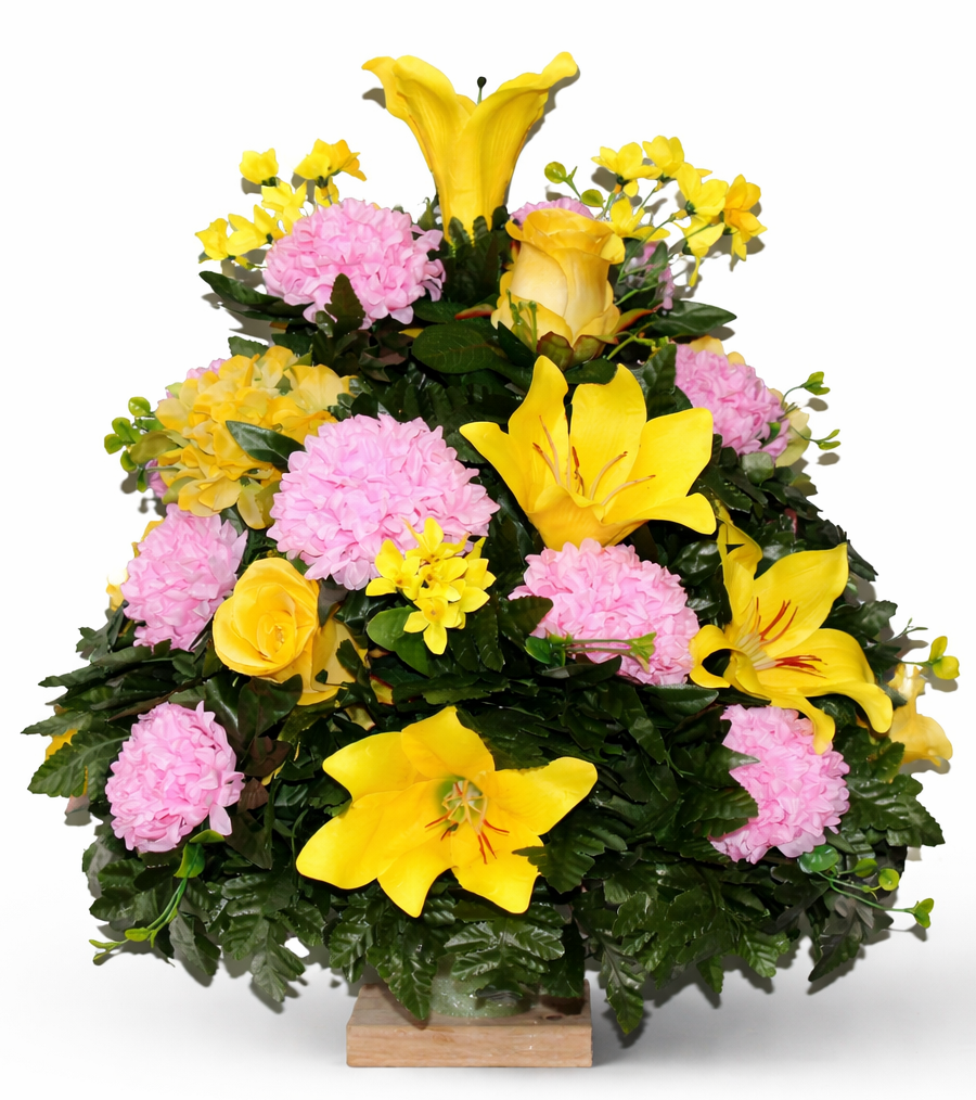 XL Handcrafted 360 Degree Spring Mixture Cemetery Vase Flower Arrangement- Cemetery Flower Grave Decorations