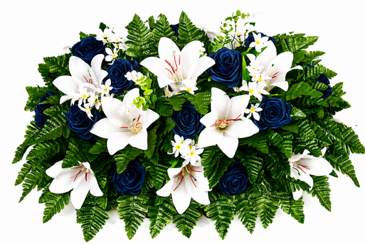 XL Handcrafted Fall Flower Mixture Cemetery Saddle Arrangement