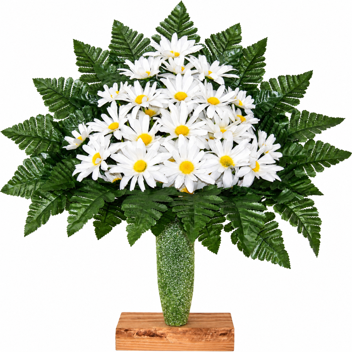 Handcrafted White Daisy Cemetery Flowers: Mausoleum Grave Decoration