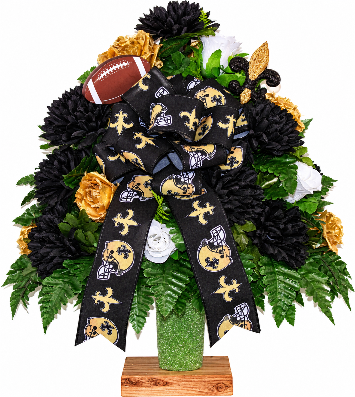 XL Saints Fan Handmade 360-Degree Cemetery Vase Silk Flower Arrangement