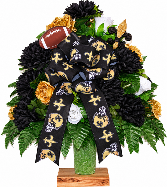XL Saints Fan Handmade 360-Degree Cemetery Vase Silk Flower Arrangement