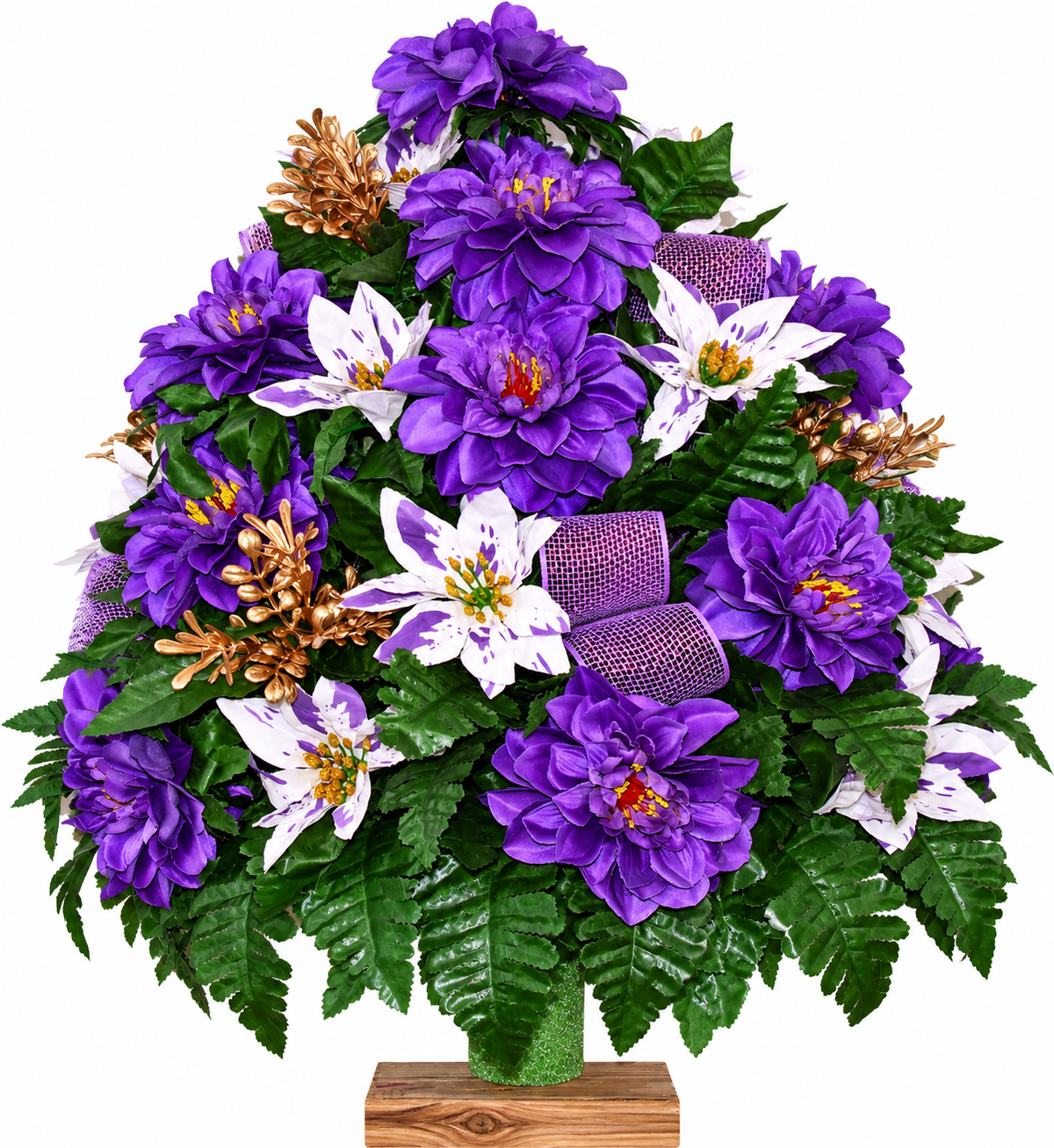 XL Handcrafted 360 Degree Christmas Mixture Cemetery Vase Flower Arrangement- Cemetery Flower Grave Decorations