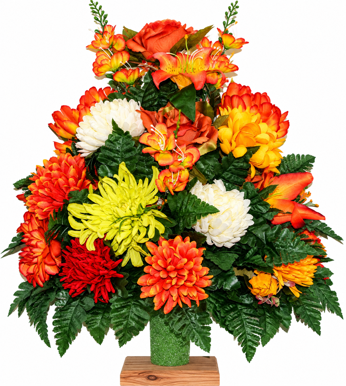 Fall Memorial Flowers for Graves – XL 360° Cemetery Vase Arrangement