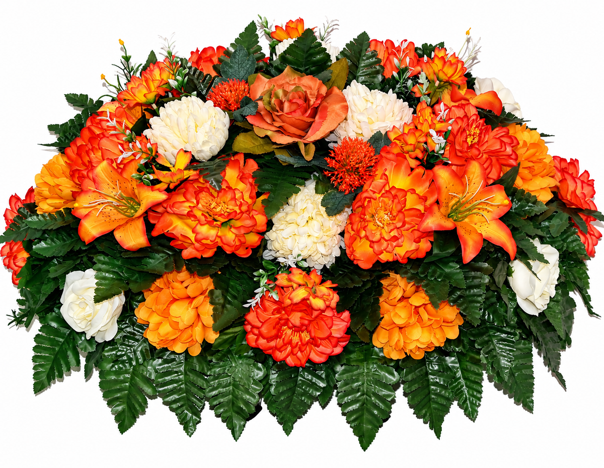 XL Handcrafted Fall Mixture Cemetery Saddle Arrangement