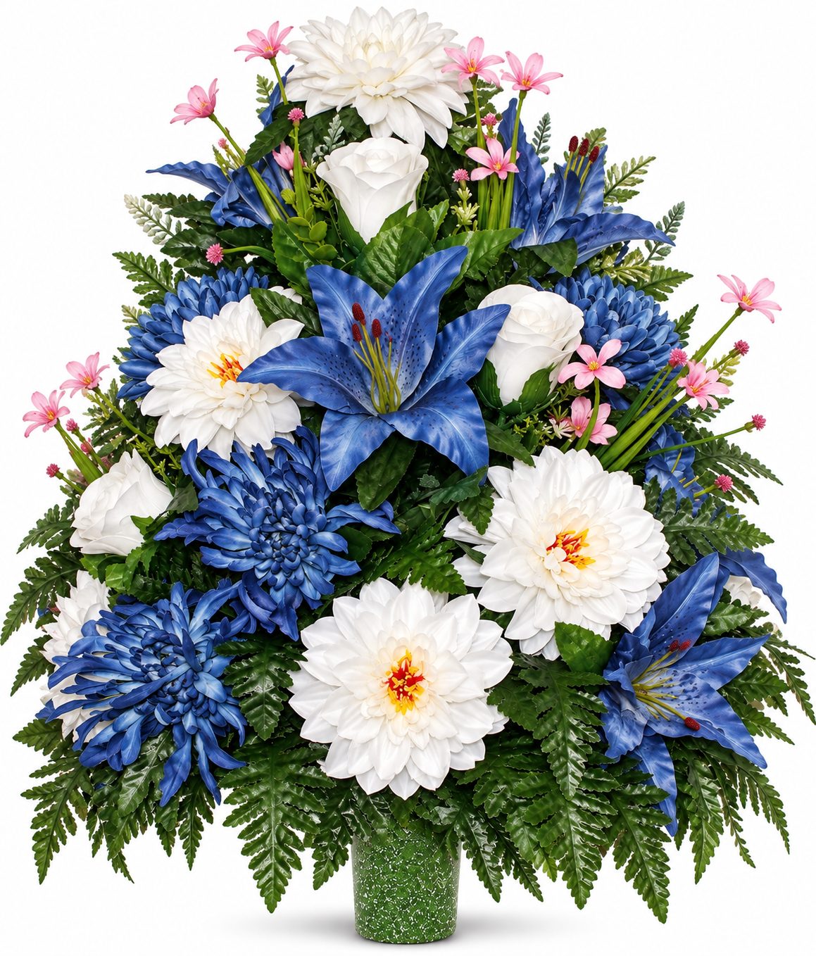 XL Handcrafted 360 Degree Fall Mixture Cemetery Vase Flower Arrangement- Cemetery Flower Grave Decorations