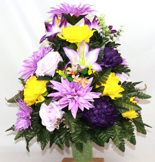 XL Handcrafted Spring Cemetery Vase Arrangement-Grave Decorations