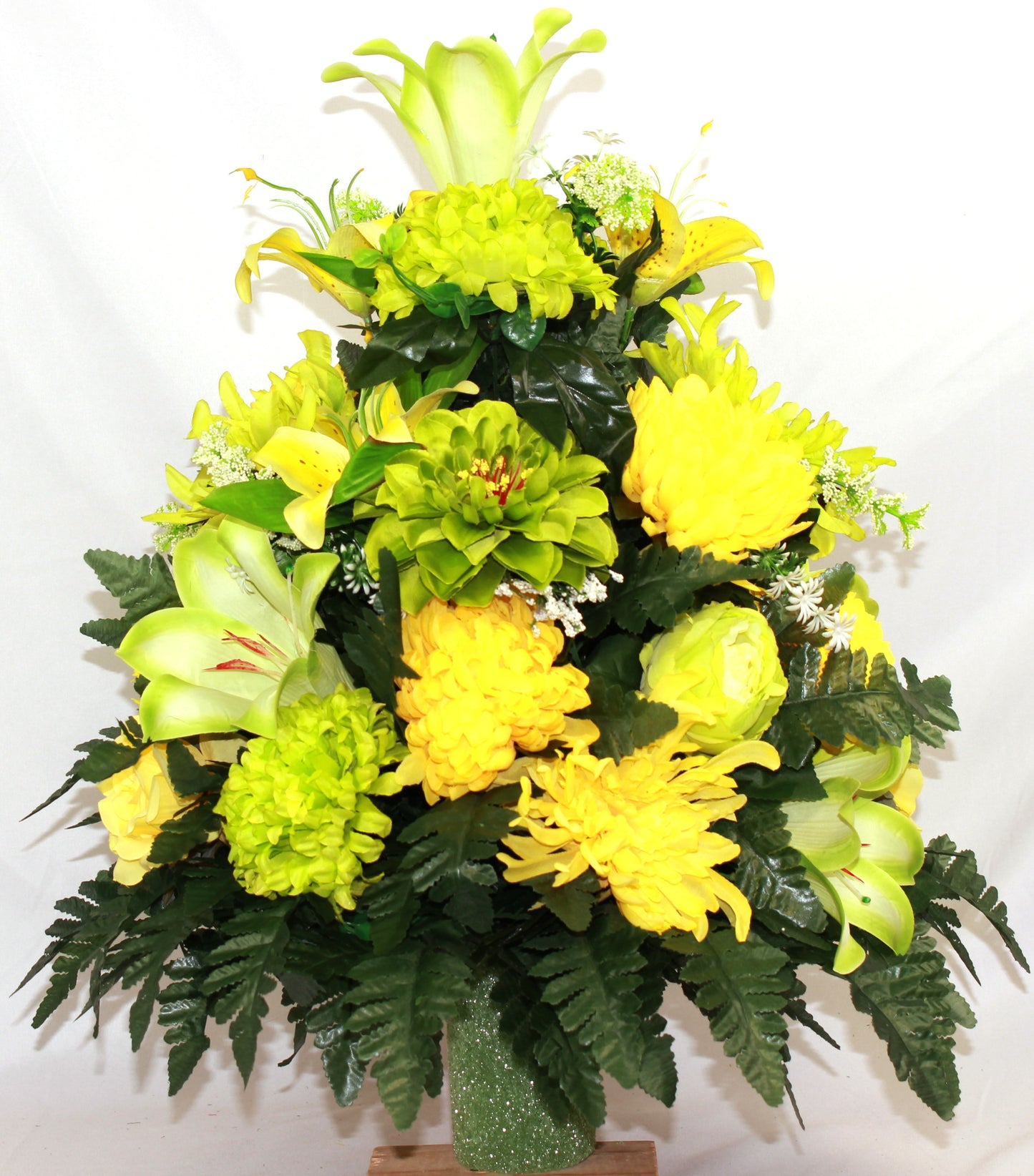 XL Handcrafted 360 Degree Spring Mixture Cemetery Vase Flower Arrangement- Cemetery Flower Grave Decorations