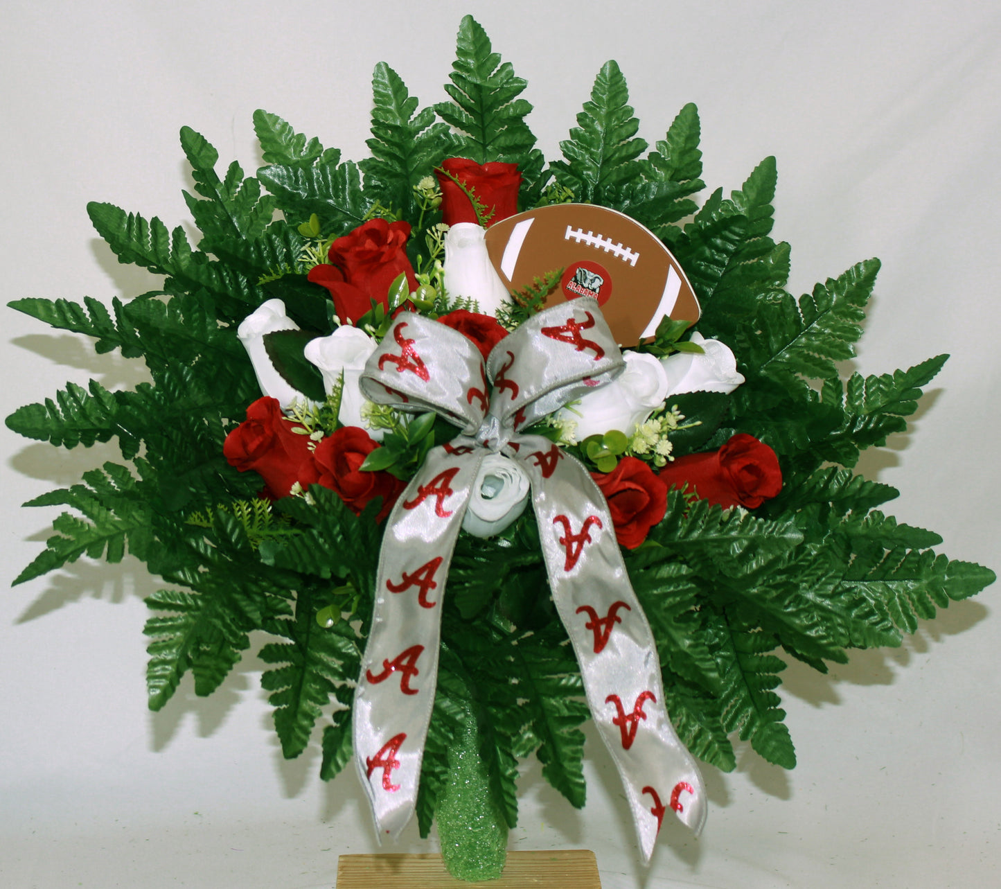 Handcrafted Alabama Fan Cemetery Flower Arrangement for Mausoleum -Memorial Flowers -Grave Decoration-Urn Arrangement