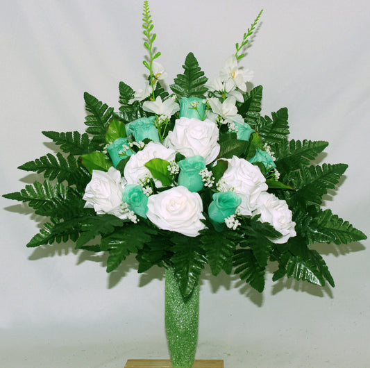 Handcrafted Fall Cemetery Flower Arrangement for Mausoleum -Memorial Flowers -Grave Decoration-Urn Arrangement