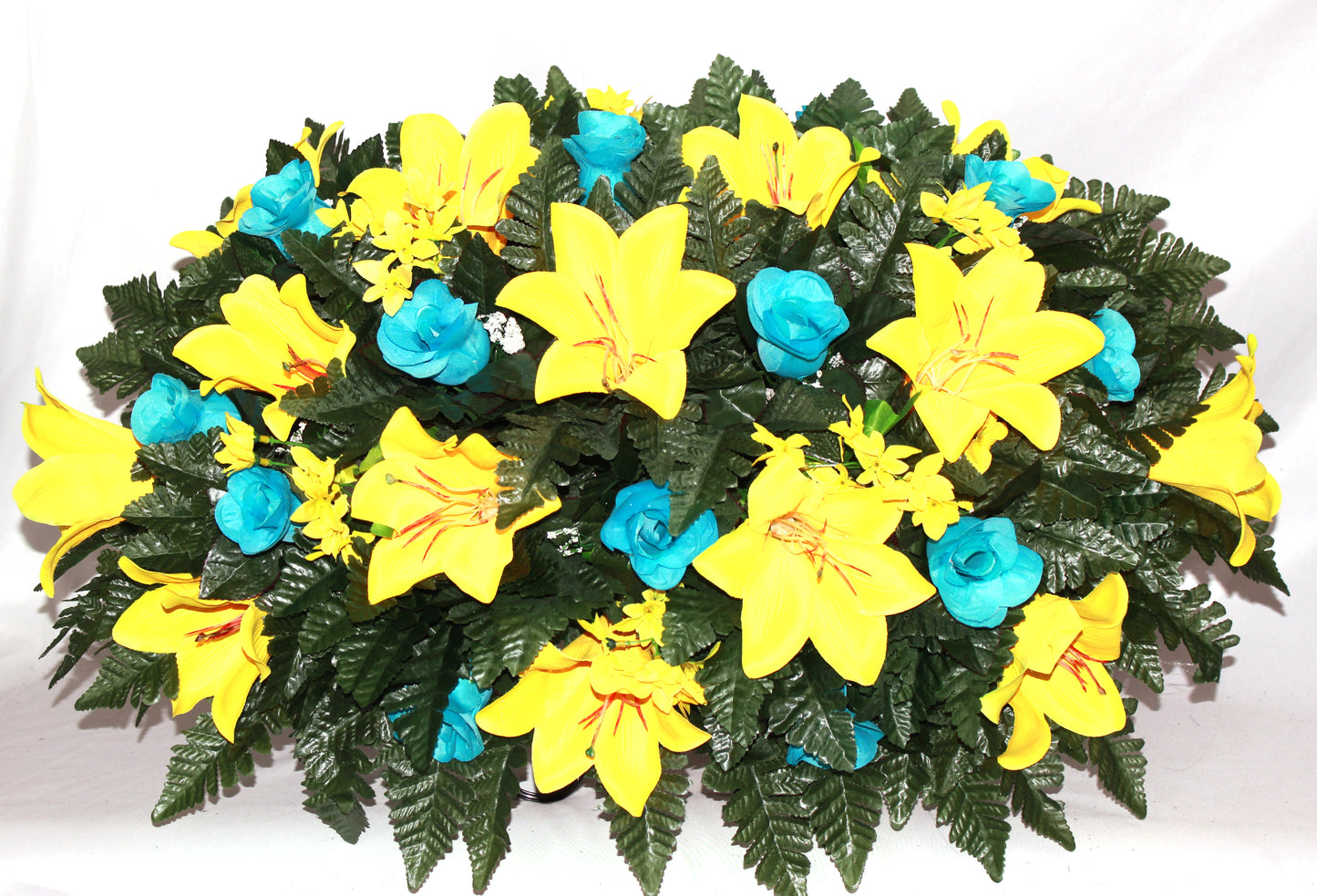 XL Handcrafted Spring Mixture Cemetery Flower Arrangement-Cemetery Headstone Saddle