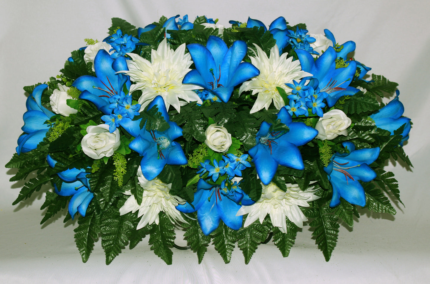 XL Handcrafted Spring Mixture Cemetery Flower Arrangement-Cemetery Headstone Saddle