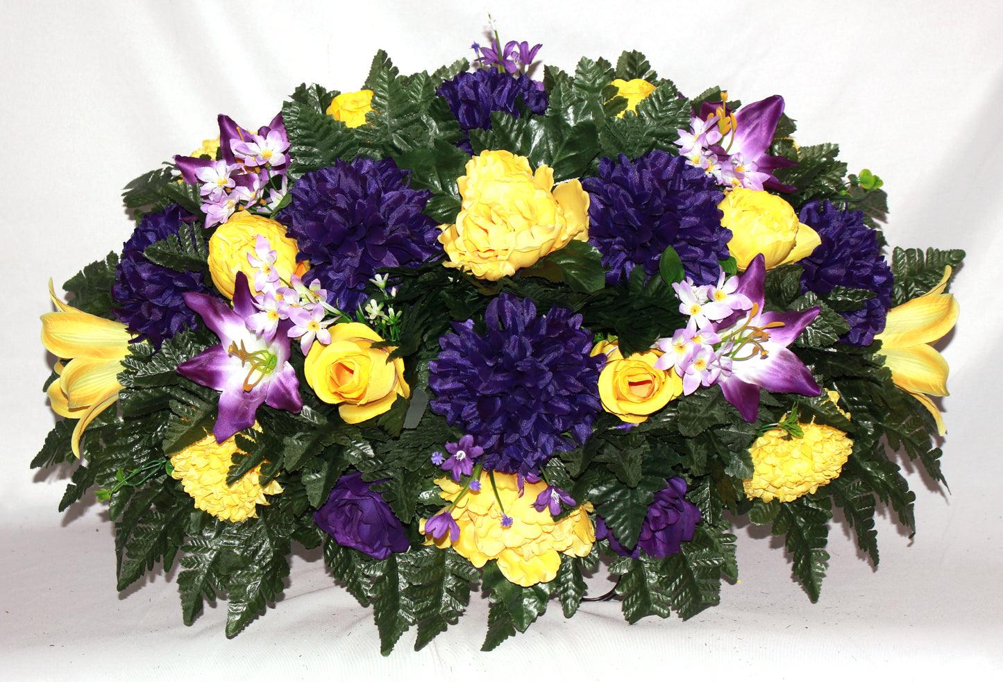 XL Handcrafted Spring Mixture Cemetery Flower Arrangement-Cemetery Headstone Saddle