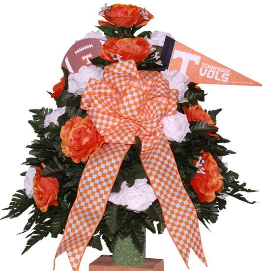 XL Tennessee Fan Handmade 360-Degree Cemetery Vase Silk Flower Arrangement