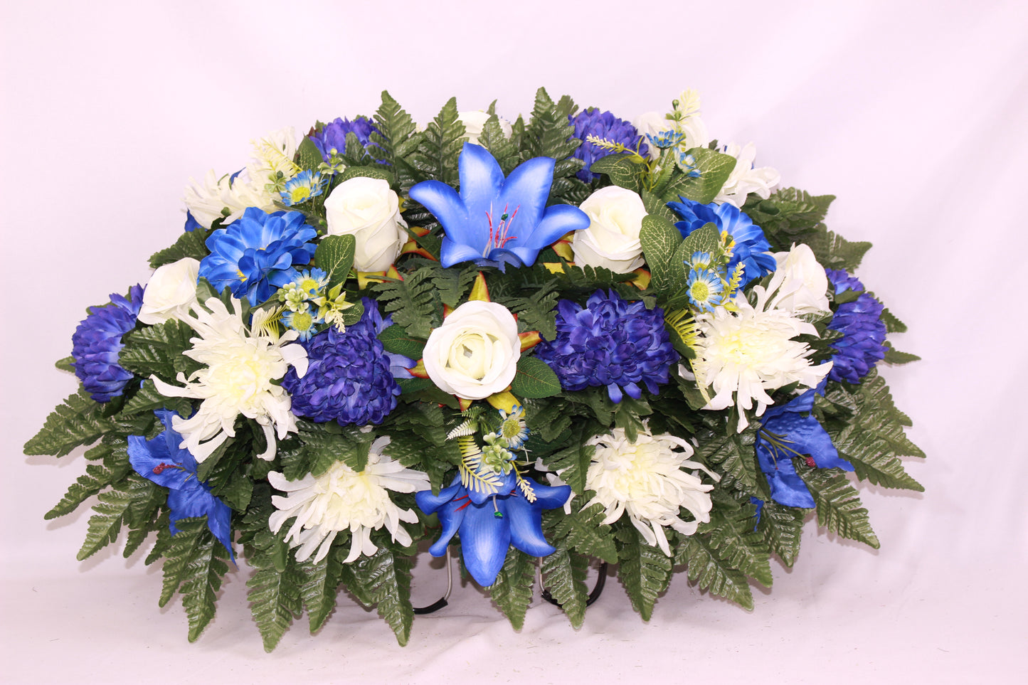 XL Handcrafted Fall Mixture Cemetery Flower Arrangement-Cemetery Headstone Saddle