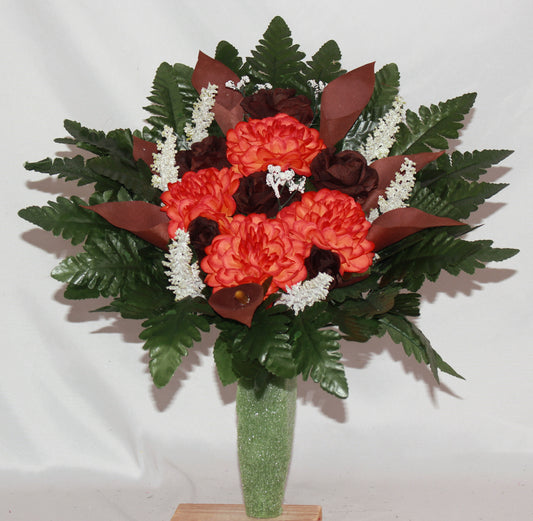 Handcrafted Fall Mausoleum Mixture Arrangement