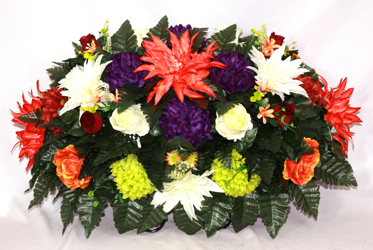 XL Handcrafted Fall Mixture Cemetery Flower Arrangement-Cemetery Headstone Saddle