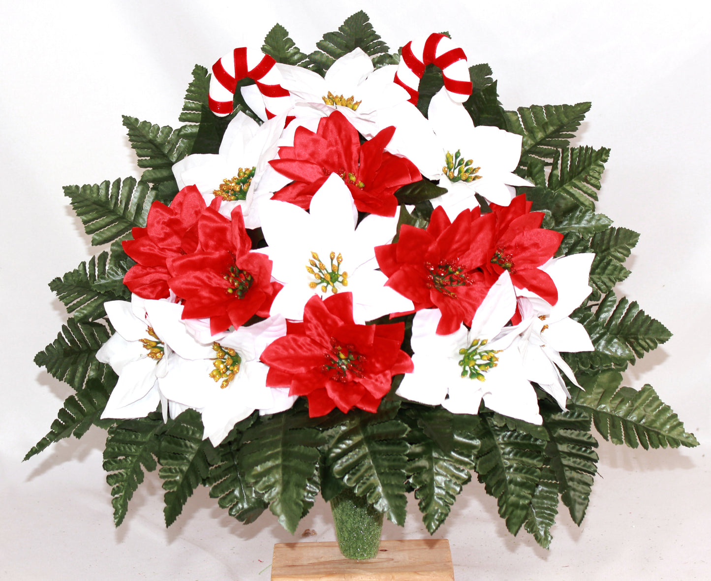 XL Handcrafted Christmas Poinsettia Cemetery Arrangement-Memorial & Grave Flowers-Poinsettia