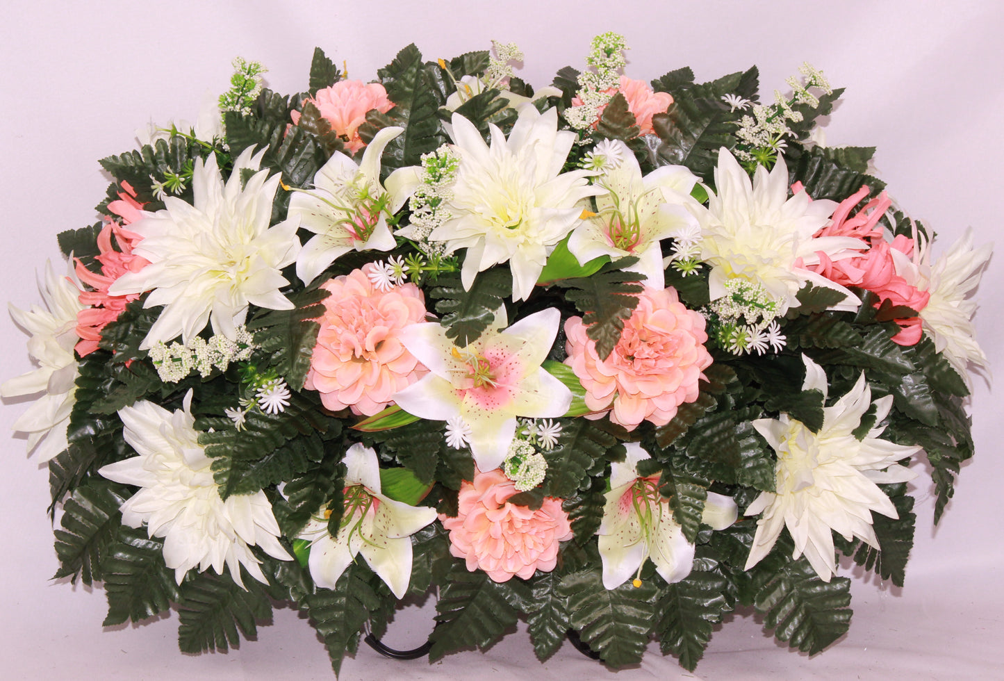 XL Handcrafted Spring Flower Mixture Cemetery Saddle Arrangement